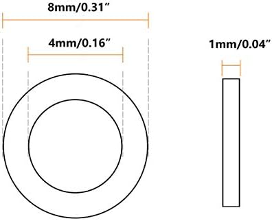Weij najlonski okrugli ravni perilice za vijak M4, 8mm od 1 mm debele crne 100pcs