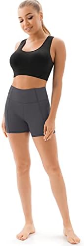 PERSIT ženske pantalone za jogu visokog struka sa bočnim & unutrašnjim džepovima, atletske kratke hlače
