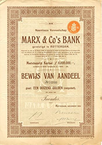 Banka Marxa i Co-A-certifikat dionica