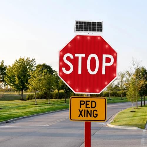 Znak za zaustavljanje 30 x 30, znak za zaustavljanje na solarni pogon, trepćući znak za zaustavljanje, aluminijumski