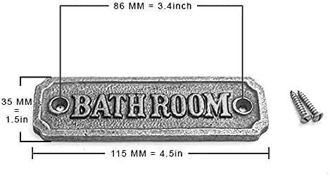 Znak za kupatilo od livenog gvožđa za seosku kuću, znak za mala vrata, plaketa rustikalne kapije od mat