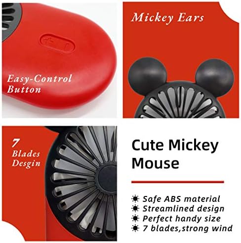 DecoLife Cute Mickey lični Mini ventilator, ručni & amp; prijenosni USB punjivi ventilator s lijepim LED