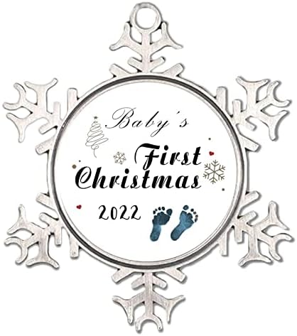 Seoska kuća metalni ornament pahuljica bebina Jelka za prvi Božić 2022. viseći ukrasi za božićnu jelku uspomena