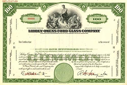 Libby-Owens-Ford Glass Co. - Certifikat Zaliha