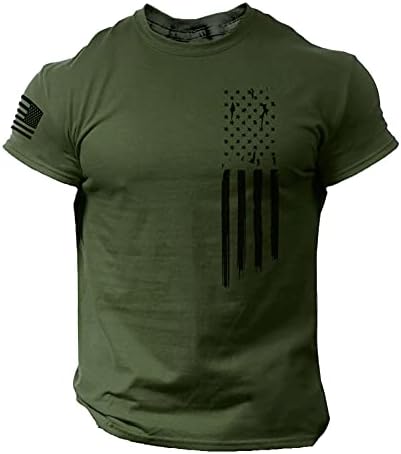 BADHUB Patriotska majica za muškarce Casual labavi kratki rukav mišićna košulja 4. jula majice američka