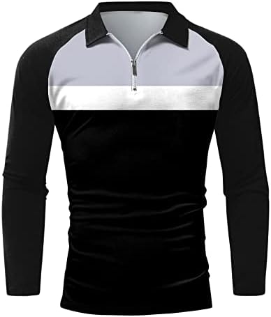 ZDDO 2022 nove polo majice za muške, zip up vrat dugih rukava blok blok patchwork golf vrhovi ležerne košulje