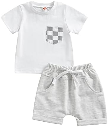 AEEEMCEM Toddler Baby Boy ljetni odjel Pismo Ispis kratkih rukava majica za majicu Elastične strugove 2pcs