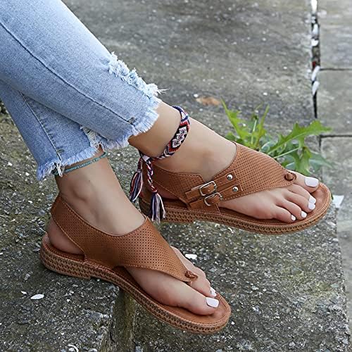 Sandale za žene Dressy Ljetni modni casual Solid Colles izdubljeni split-toe cipele s ravnim dna Sandal