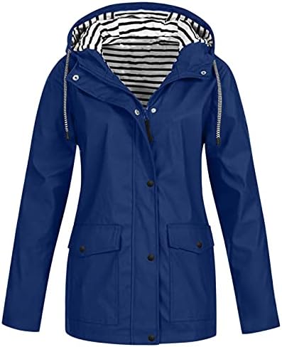 Kišna jakna za žene plus veličine Solidna boja Aktivni vanjski patentni jakni sa kapuljačom Zip up crpke plus veličine gornja odjeća