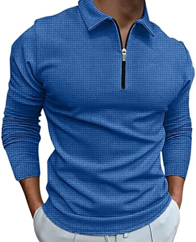 Muški zip up polo majice modni dugi rukav na vrhu majica Soild Color Okreni navratnik casual bluza jesen