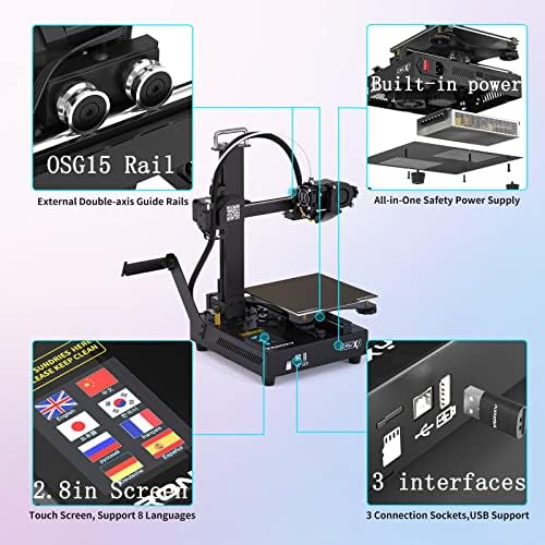 Tronxy Mini 3D štampač Crux 1 i 1 kom 180x180mm PEI lim, Desktop Mali 3D štampač za početnike 3D štampača