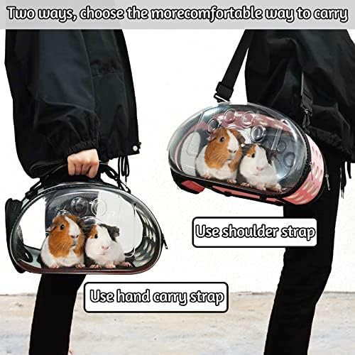 Bnosdm mala torba za nošenje životinja, Prijenosna torbica za nošenje zamorca sa 5 komada jednokratnih podmetača prozračni putni kavez za ježa transparentni Vanjski paket za činčilu vjeverice