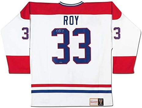Patrick Roy AUTOGREGHED Mitchell & Ness Jersey 1992-93 Canadiens White UDA - autogramirani NHL dresovi