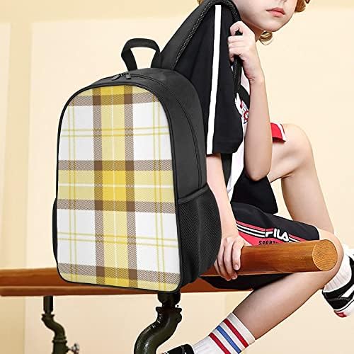 Žuti i smeđi tartan bivol na plastici Unisex ruksaka lagana dnevna torba za modnu ramena sa džepovima za