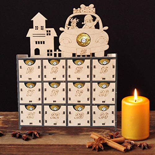 Kalendar odbrojavanja SOFEA Božićna Drvena kutija za odbrojavanje Advent Calendar DIY 24 ladice Candy poklon