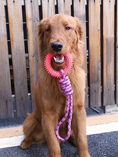 Qwinee Dog igračka za agresivne žvakaće uže za čijek Bopne štene Interaktivne okrugle igračke za čišćenje zuba za čišćenje psa Zubne žvakačke igračke za srednje velike pse vruće ružičaste ružičaste