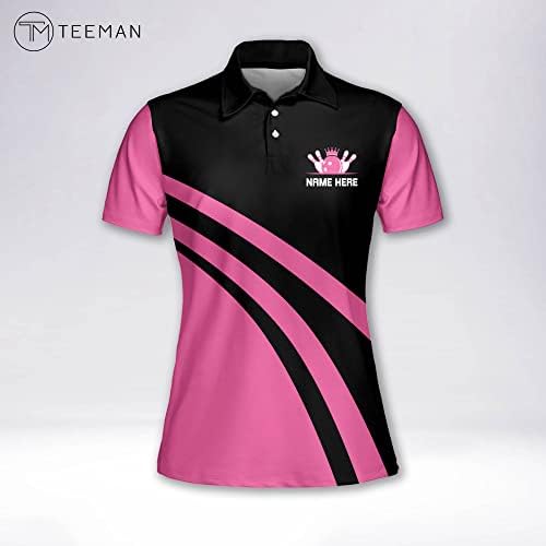 Teeman personalizirane 3d košulje za kuglanje za žene, prilagođene roze Flamingo košulje za kuglanje, Retro