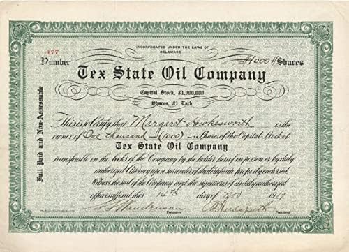 Tex State Oil Co. - Certifikat Zaliha