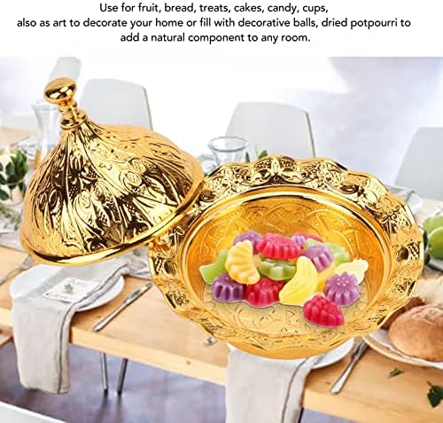 Candy jela za Candy Buffet Gold Bowl Gold Candy Dish sa poklopcem-Gold Floral Embossing - moderna jednostavna