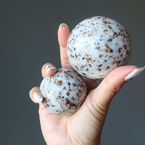 Satenski kristali Garnet sfera Narandža Spessartine Feldspar Crystal Ball 2,5-2,75 inča