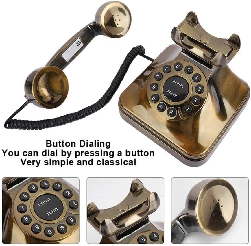 KXDFDC Retro Antique Telefon Vintage Bronte Telefon fiksnog biranja Klasična kavana fiksni telefon za hotelski uredski hotel