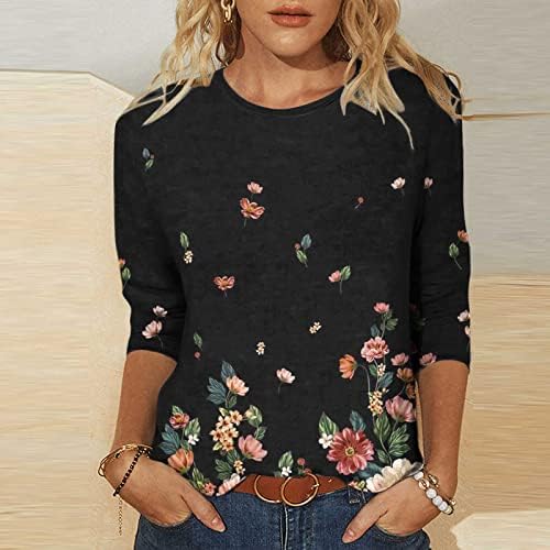 Bluza za djevojčice ljetna jesen 3/4 rukav za čamac vrat pamučna cvjetna grafika Happy Gift Lounge Uskršnja