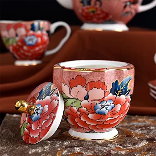Wjccy 15pcs Europska stilska kost Kina Set za kavu Zlatni porculan čaj popodnevni čajnik šećer posude za mlijeko Jug Cafeware