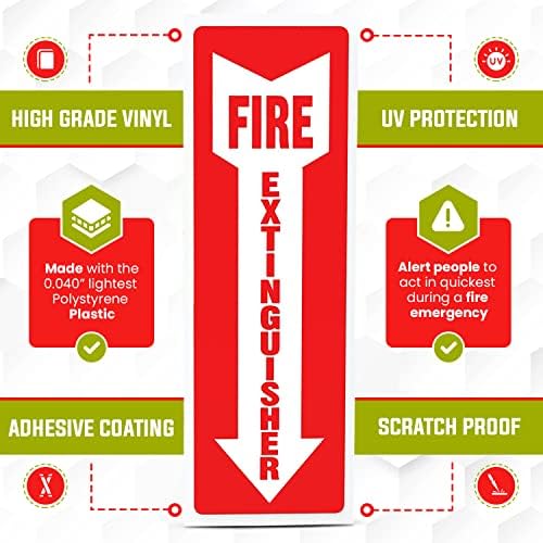 Vrlina Kupi potporni znak za gašenje požara, 8 paketa - 4 '' x 12 '', naljepnica, otporna na blijed, vodootporna i samoljepljiva, vinilne naljepnice za kućnu kancelariju, crvena