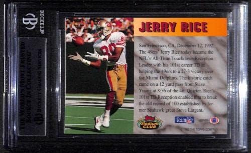 #Nno Jerry Rice RB - 1993. Stadion Club Fudbalski čestiri Ocjenjivani BGS Auto - autogramirani fudbali