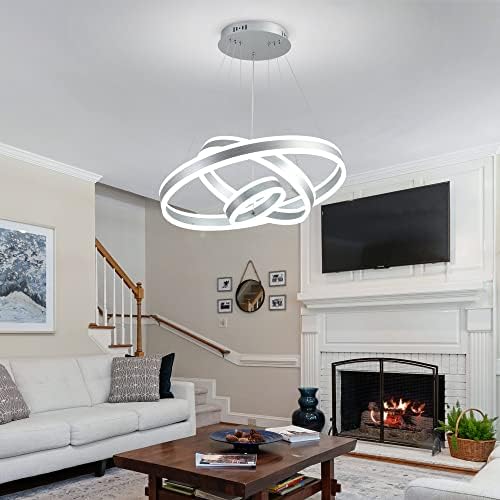 UpFelw Modern LED luster srebrna, 3 prstena zatamnjena okrugla privjesak svjetlo savremeni strop Viseće