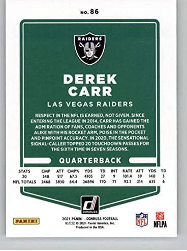 2021 Donruss 86 Derek Carr Las Vegas Raiders NFL Fudbalska karta NM-MT