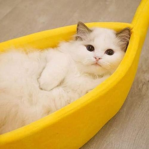 TrifyCore Mali kućni ljubimac Banana oblik Fluffy toplo mekani plišani bek banana CAT krevet za krevet za