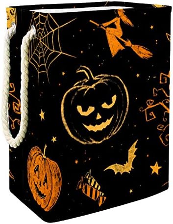 Inhomer veš Hamper Halloween Dead Tree Pumpkin Bats Witch Spiderweb sklopive korpe za pranje veša Firma
