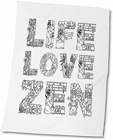 3drose život, ljubav, zen prekrasan tipografski tekst, crni na bijelom - ručnici